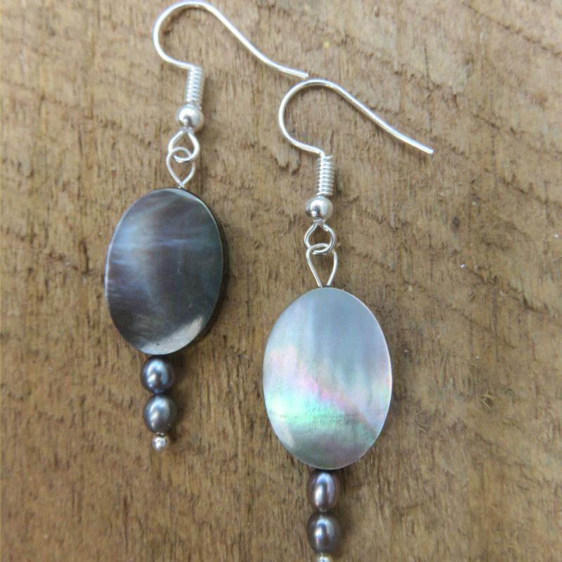 Mother of Pearl & Pearl with Silver-plated Metal Earrings
