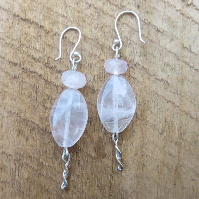 Rose Quartz with Sterling Silver Earrings
